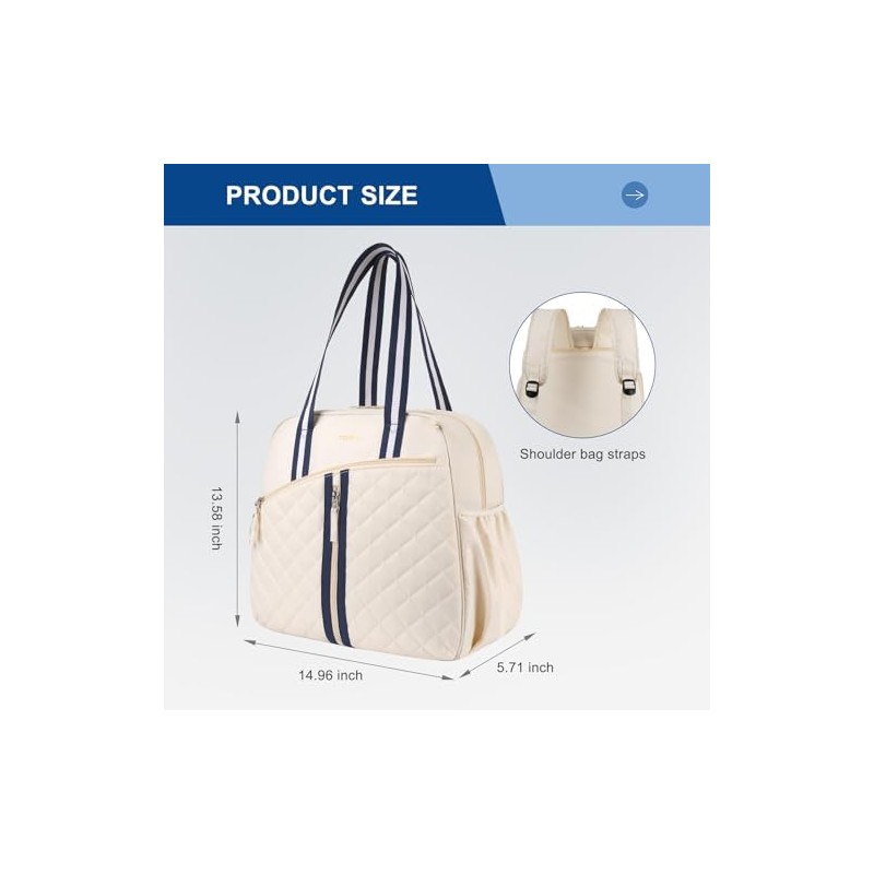 Pickleball Tote Bag Organizer with Shoe Compartment, Quilted Paddle Backpack