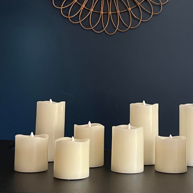 Stonebriar 6 Count Ivory Real Wax 3x3 Flameless LED Pillar
