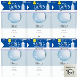 Bifesta Micellar Cleansing Water Bright-up Wiping Type, Unscented Refill, 12.2 fl oz (360 ml), Set of 6, Pores, Kunutonn Original Logo Included