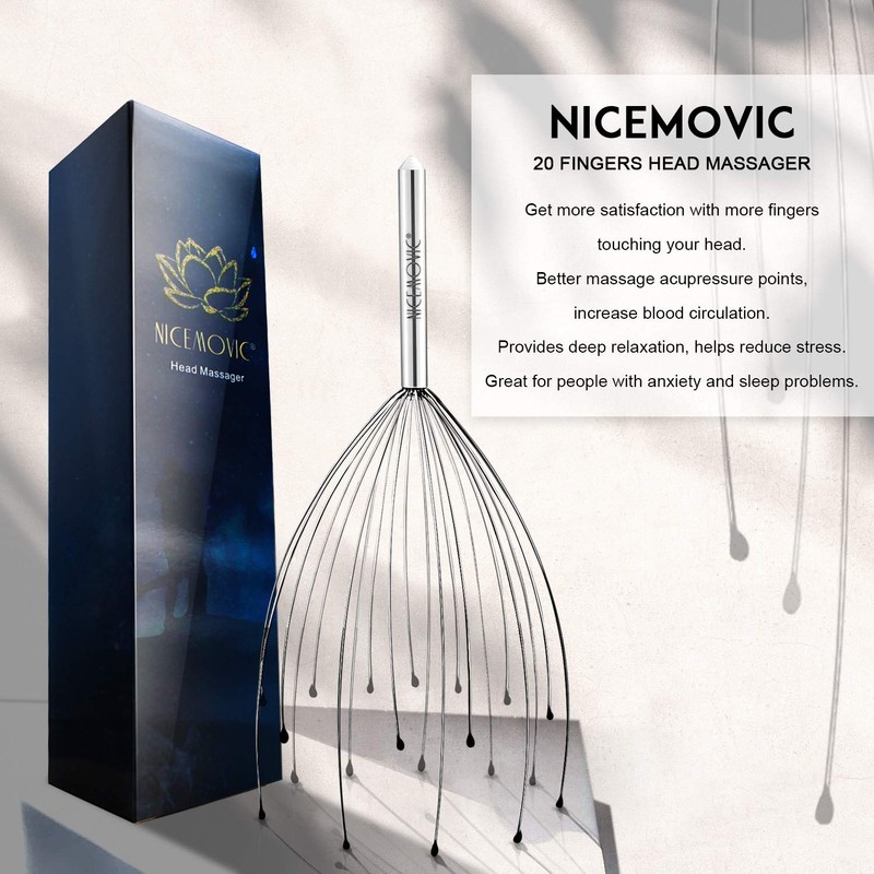 NICEMOVIC 2 Pack Scalp Head Massager with 20 Fingers Scalp