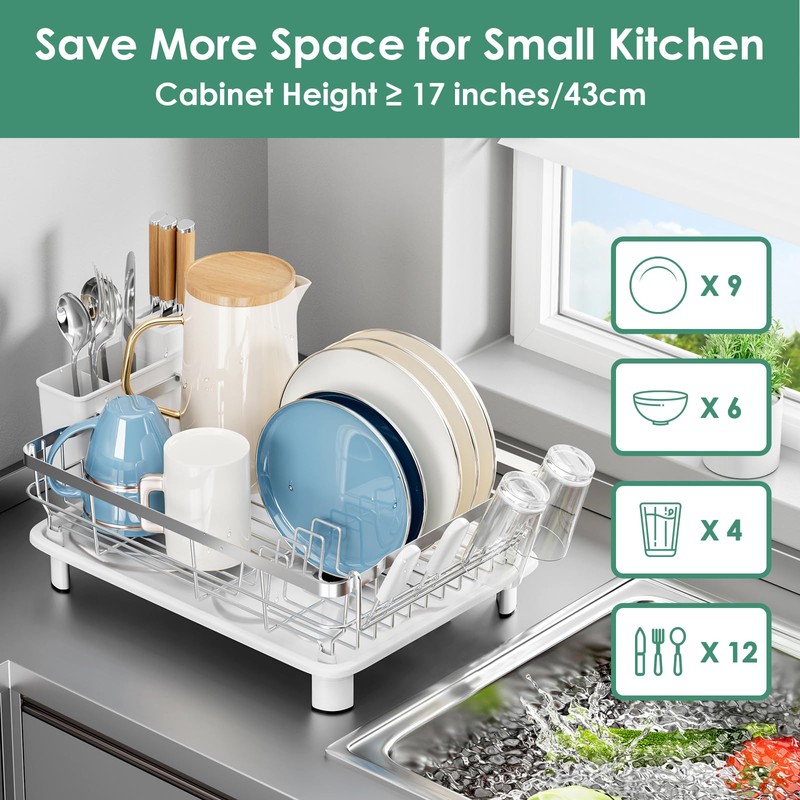 MOUKABAL Dish Drying Rack - Stainless Steel Dish Rack, Dish