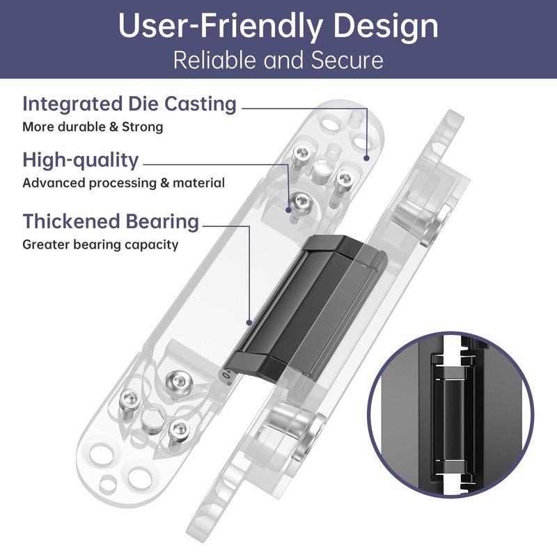 4-Pack 7 inch Hidden Hinges for Doors Invisible Hinges Concealed