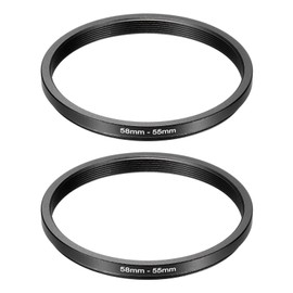 PATIKIL Step Down Ring Adapter 58mm to 55mm, 2 Pcs Filter Step-down Rings Camera Lens Filters Metal Ring Digital for ND IR DSLR Lenses, Black