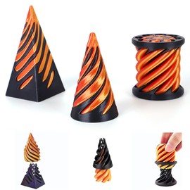 3Pcs Spiral Cone Fidget Toy, Impossible Cone Fidget Toy, 3D Printed Spiral Cone Fidget Toy & Pyramid Passthrough Sculpture, Mini Stress Relief Desktop Decorations Toy For Kids Adult Gift