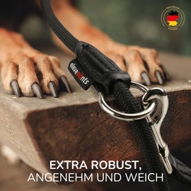 elevenants® Adjustable Dog Lead 3 Metres, Robust Nylon Shoulder Lead for Medium to Large Dogs, Lead with 200 kg Tensile Force, Double Lead with 2 Carabiners (Black)