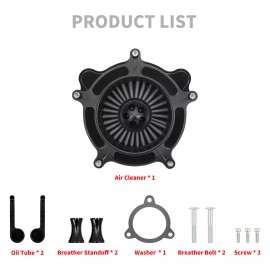 HDBUBALUS Matte Turbine Spike Air Cleaner Intake Filter Fit For Touring Street Glide 08-16