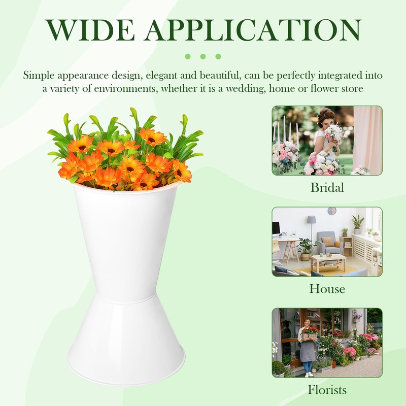 8 Pcs Plastic Flower Buckets with Detachable Base - 11.8