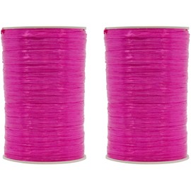 Pack of 2 Pearlized Raffia Ribbon Rolls 200 Yards for Kraft Packaging and Decoration (Fuchsia)