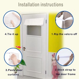 E-HAO French Small Front Door Curtain (26" w x 20" L), Washable Door Curtain with Adhesive Hook and Loop Fastener Strip (Pure White)