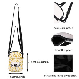 Nana Gifts Nana's Crossbody Bag Grandma Gift Nanas Zipper Pouch Funny Nana's Handbag Bananas Theme Gifts Grandma Crossbody Bag (CB, Nana Mini CA)