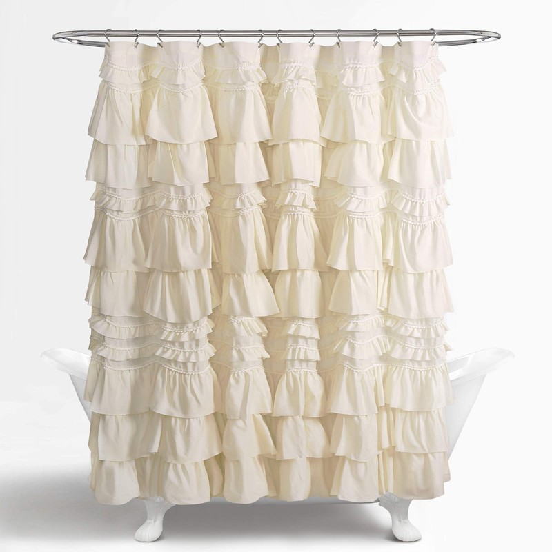 Lush Decor Kemmy Ruffled Shower Curtain, Single, 72" W x