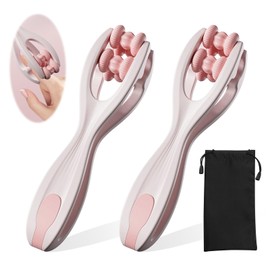 Handmassagegerät Fingermassagegerät, 2 Stück Finger Massageroller Rolling Massage Tool Massage Roller mit Griff Bietet Stressabbau und Komfort für Hände (Rosa)