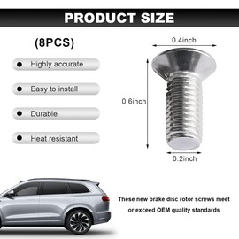 JUSTTOP 8PCS Stainless Steel Brake Disc Rotor Screws, 936000-6014-0H Front Rear Brake Disc Retaining Hardware Bolts, Rotor Retaining Bolt Screw Kit Replacement for Civic Accord K3