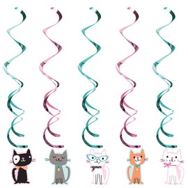 Club Pack of 30 Black and White Cat Swirl Hanging Party Dizzy Danglers 10.25"