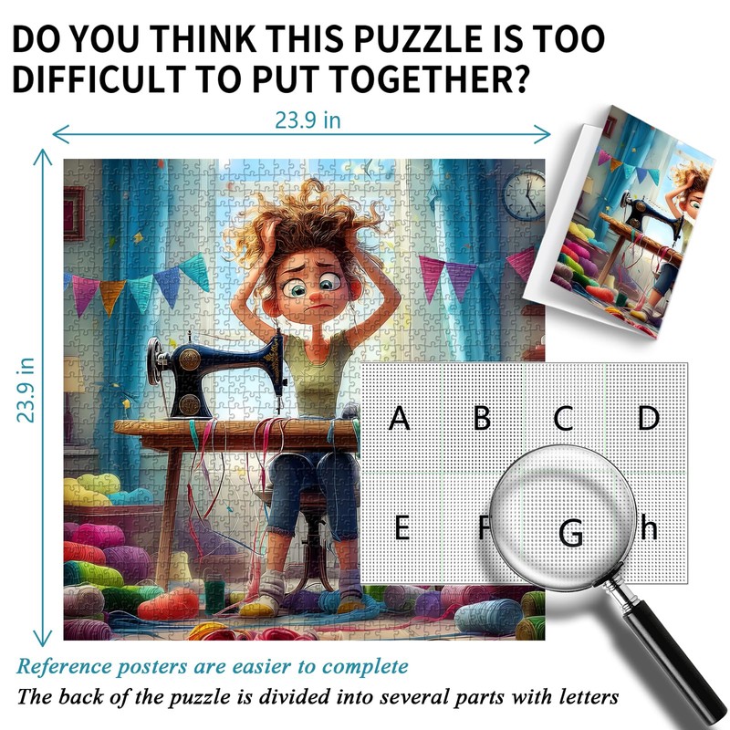 Sewing Machine Jigsaw Puzzle 1000 Pieces for Adults, PICKFORU Woman