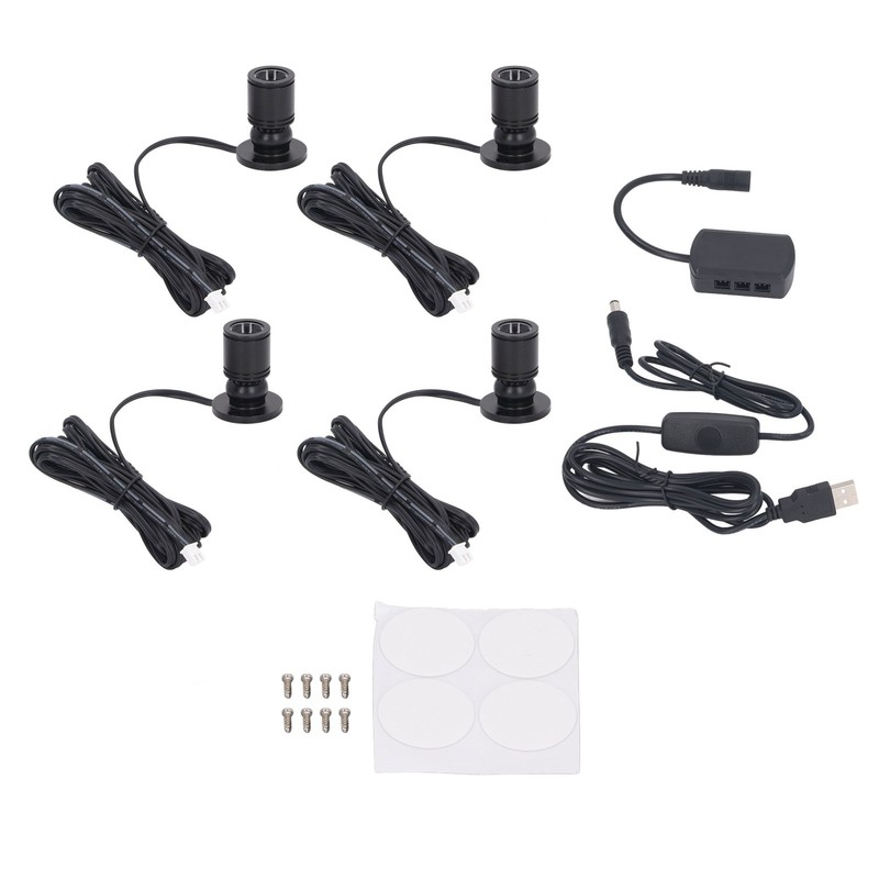4pcs LED Display Spot Lights 5V Dimmable USB Mini Spotlight
