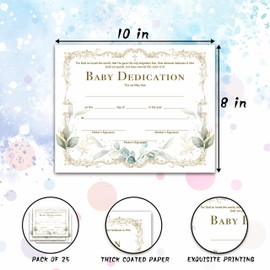 Baby Dedication Certificate, Gold Foil Greenery Certificates of Baby Christening Dedication, Eucalyptus Baby Dedication Gifts for Baby Boys Girls, 25 Pcs Baptism Certificates for Church -10