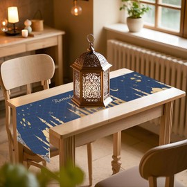 Ramadan Decorations for Home, Ramadan Decor Set Includes Ramadan Banner, Ramadan Calendar,Ramadan Table Cloth Table Runner, Ramadan Mubarak Kareem Decorations for Muslim Islamic Ramadan Party Supplies