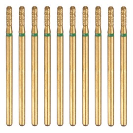 sourcing map 10pcs 100-120 Grits Diamond Grinding Bit 2mm Cylindrical Ball Head 2.35mm Shank 6.8mm Length Titanium Plated Stone Sanding Drill Bits Rotary Tool for Nails Grinding Polishing
