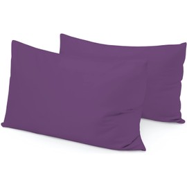 Toddler Travel Pillowcase Set of 2 pc 14x20 inch Plum Solid Baby Pillow Cover 100% Soft Egyption Cotton 500 Thread Count with Zipper Closer Decorative Pillowcase 14x20 Plum Solid