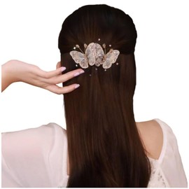 FASELE Hair Clip, Baroque, Literary Restoration, Butterfly, Glitter, Clip, Hair Ornament, Elegant, Crystal, Hair Accessory, Stylish, Wedding, Formal, Work, School, Party, Celebration, Graduation