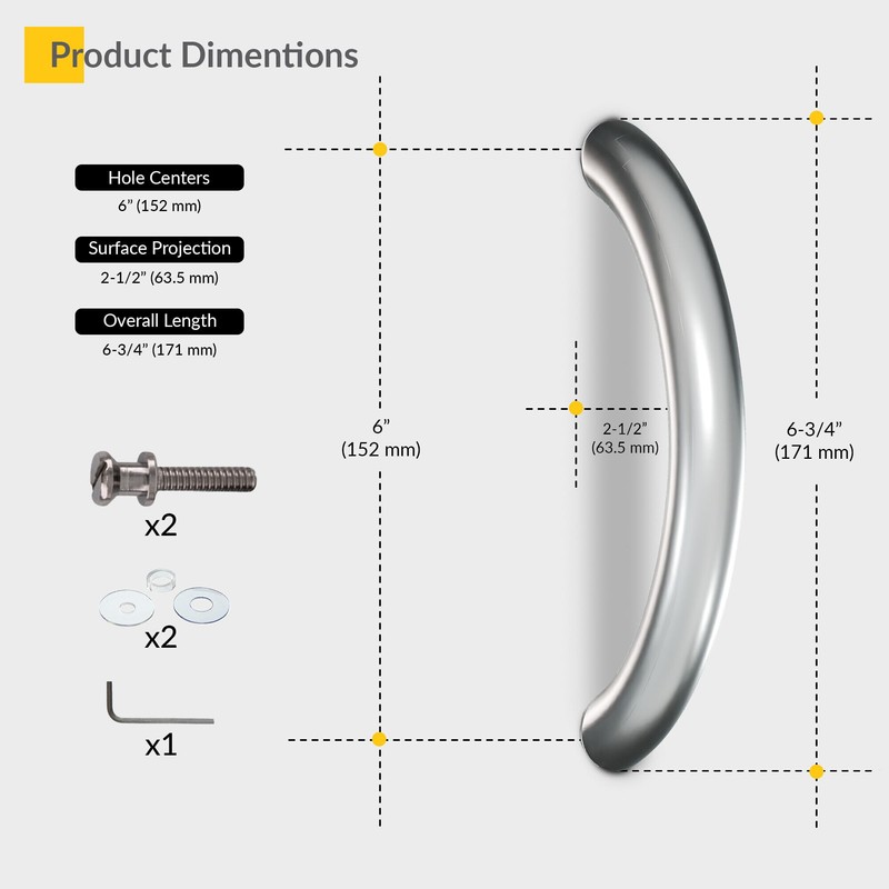 BRIXWELL HR-6BTB-SC 6 Inches Center to Center Arch Style Back