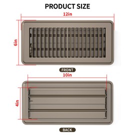 FanGoFast 4" x 10" (Duct Opening Size) Floor Register Brown 3 Pack Premium Steel Easy Adjust Floor Vent Cover for Home