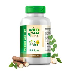 Wild Yam Capsules, 1500 mg Mexican Wild Yam Root per Daily Dose, Vegan, Free from Additives and Laboratory Tested Quality, 180 Capsules