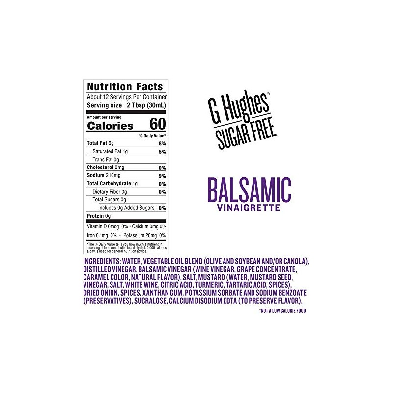 G Hughes Sugar Free Balsamic Vinaigrette Dressing (3 Pack)