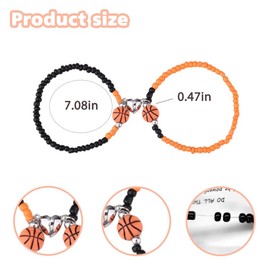 Pliwcas Matching Basketball Bracelets for Friends Couples Sports Ball Beaded Bracelets for Sport Lover Matching Bracelet for Basketball Player Birthday Christmas Gifts for Husband Boyfriend 2Pcs