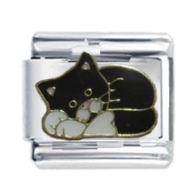 Cute Black Cat by JSC Italian Charms Fits all 9mm Italian Style Charm Bracelets