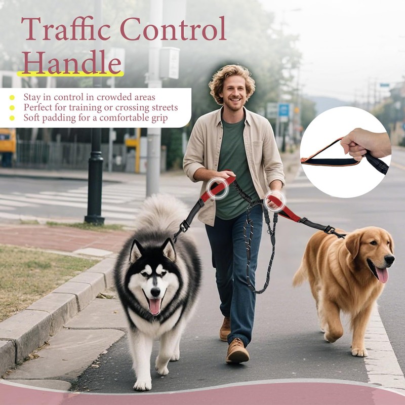 LEOSASA Double Dog Leash - No Tangle Splitter for Two