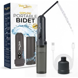BIDET BUDDY® GoFlow Portable Bidet for Travel - 180ml Bottle with Two Power Modes, Nozzle Wand, IPX6 Waterproof, USB C Charging, 800mAh Rechargeable Battery, Medium Pressure