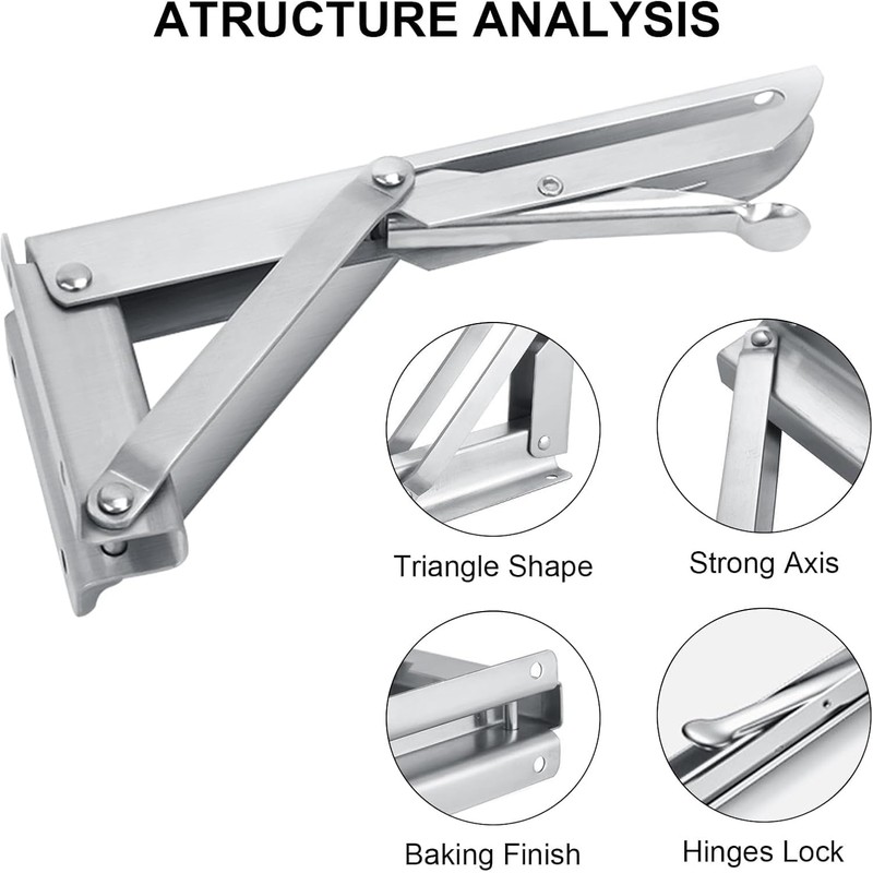 Pack of 2 200 mm Folding Console Heavy Duty Stainless