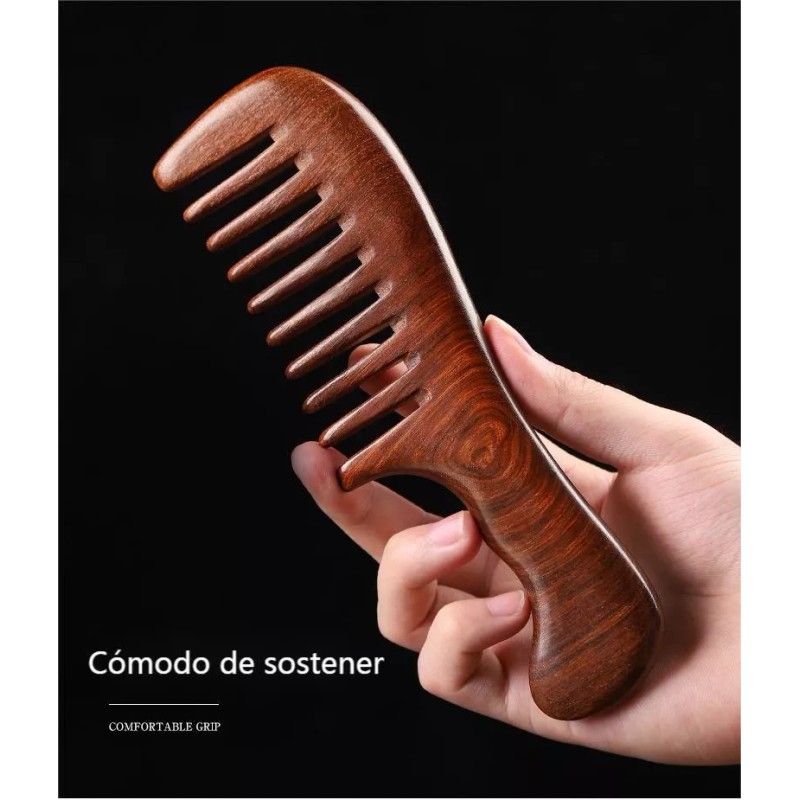 Iwansol Peine Antifrizz De Madera De Sándalo Dorado Antiestático