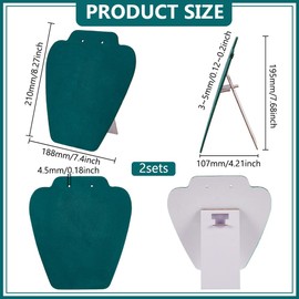 FINGERINSPIRE 2 PCS Velvet Jewelry Necklace Display Stand 7.68 inch Height Dark Green Earring Pendant Chain Holder Mannequin Model Necklace Display Holder Jewelry Pendant Storage Rack for Shows