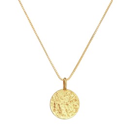 Kuzzoi Men's Silver Necklace with Coin Pendant Round (15 mm), Necklace for Men in 925 Sterling Silver, Gold Chain for Men with Round Plate Pendant, Handmade