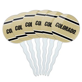 GRAPHICS & MORE University of Colorado CU Stripes Cupcake Picks Toppers Decoration Set of 6