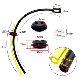 JZK 3 Sets of Replacement strimmer Fuel Pipe line with Rubber Bung and Priming Bulb, Petrol Hedge Trimmer Parts, Fuel Hose for Trimmer, Mower, Chainsaw, Blower, Cutter
