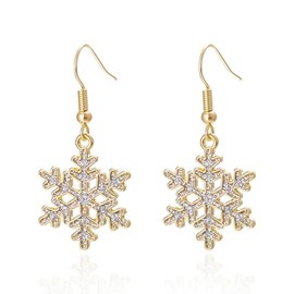 Christmas Snowflake Earrings for Women Sparkling Snowflake Dangle Drop Earrings Xmas Festival Birthday Party Inquiry Jewelry (White)