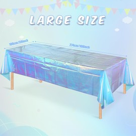 2Pack Iridescent Blue Plastic Tablecloth, Shiny Disposable Laser Rectangle Table Covers, 54x108Inch Holographic Foil Tablecloth Iridescent Party Decorations Race Car
