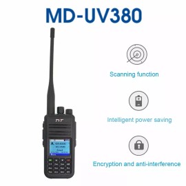 TYT MD-UV380 DMR 5 watts Dual Brand 136-174 &400-480mhz Walkie Talkie + Cable