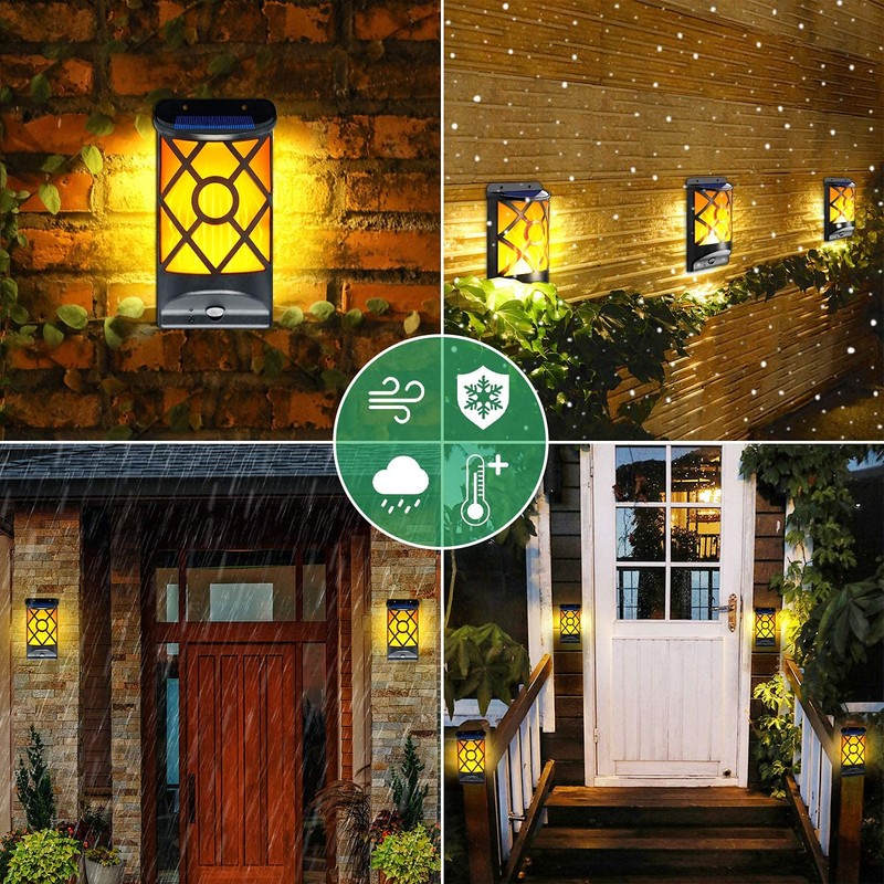 LazyBuddy Solar Flame Lights Outdoor, Realistic 3D Flickering Flames with