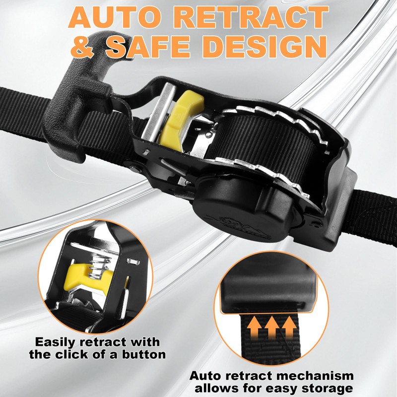 DAJAVE 2 Pack 1 Inch Retractable Ratchet Straps Heavy Duty