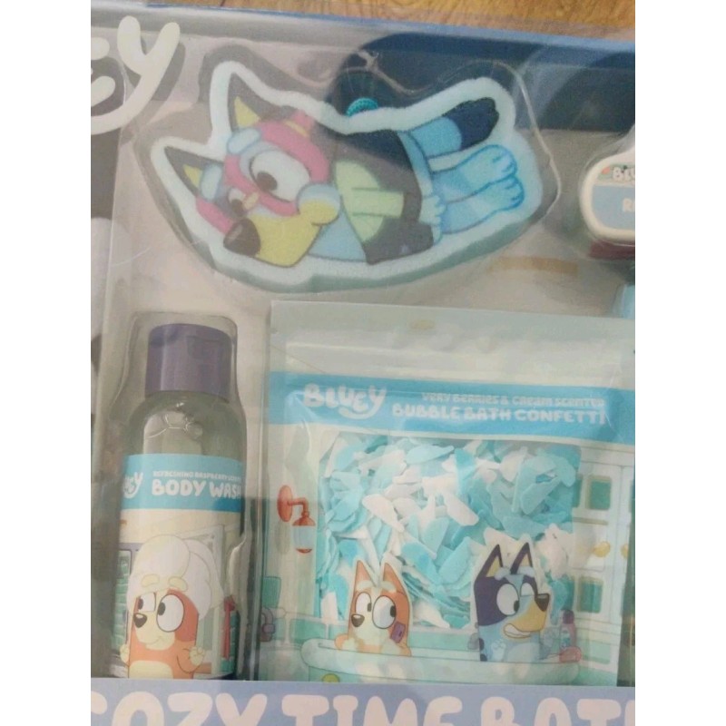 Bluey Cozy Time Bath Set, Hair Towel, Bubble Bath, Rainbow