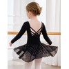 Zaclotre Girls Black Leotards with Shiny Skirts Crisscross Back Ballet