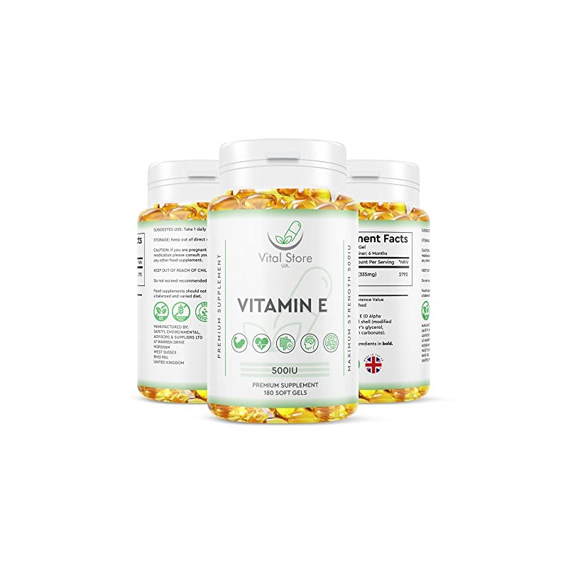 Vitamin E 500IU Vegan Softgels - 6 Month Supply 180ct