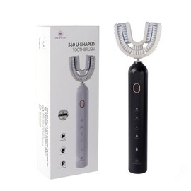 Cepillo de dientes ultrasónico en forma de U para adultos, cepillo de dientes eléctrico tiene cerdas de nailon 23760, limpieza automática de 360 grados e impermeable IPX7, 4 modos para