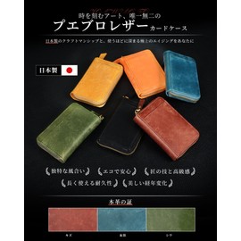 Kawaoto Men's Card Case, Large Capacity, Card Slots, Skimming, Genuine Leather, Pueblo Leather, Holds Up to 22 Cards, Made in Japan, Ykk, Simple, Wide Pocket, Coin Storage, oliva