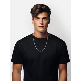 Silvora S925 Silver 3/5mm Ultra Thin Figaro Chain Women's Cuban, S925 Silver, Various Lengths, 36/45/51/56/61/66/71 cm, Silver Colours, Sterling Silver, 02-Type 3 mm